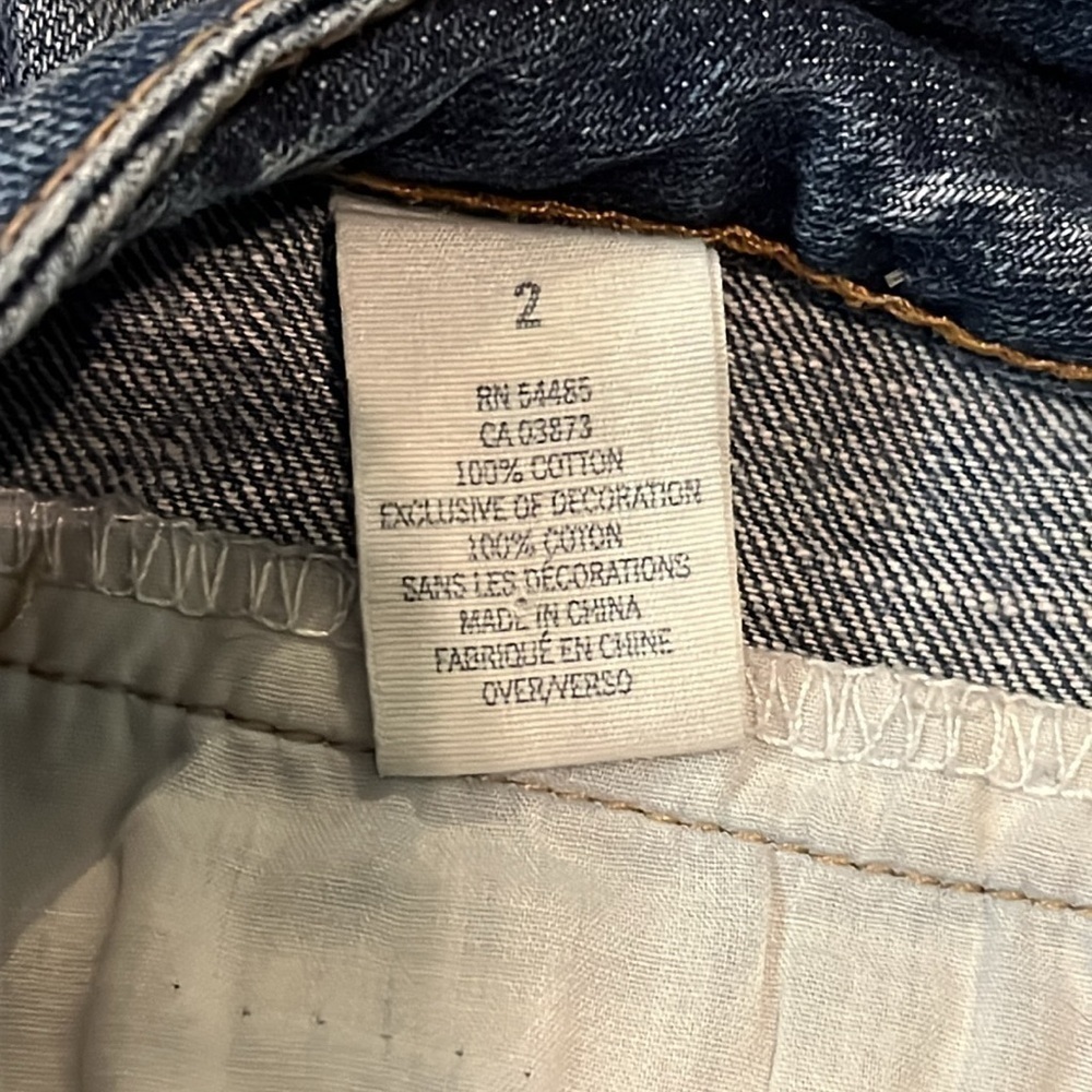 AMERICAN EAGLE Long blue Jean Bermuda Shorts, women’s size 2, button fly - Picture 4 of 6